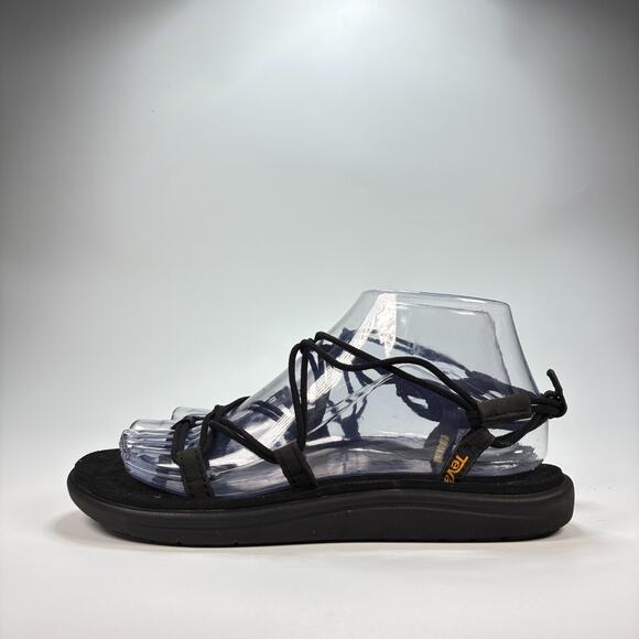 Teva Voya Infinity Black Strappy Elastic Lacing Slip On Sandals Women's Size 7 - Picture 4 of 9